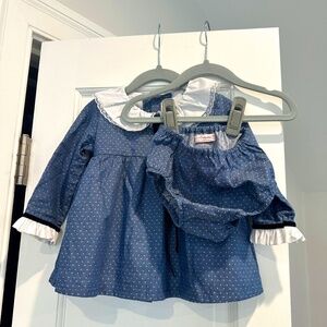 La Coqueta Baby Girls Blue Polka Dot Azula Baby Set